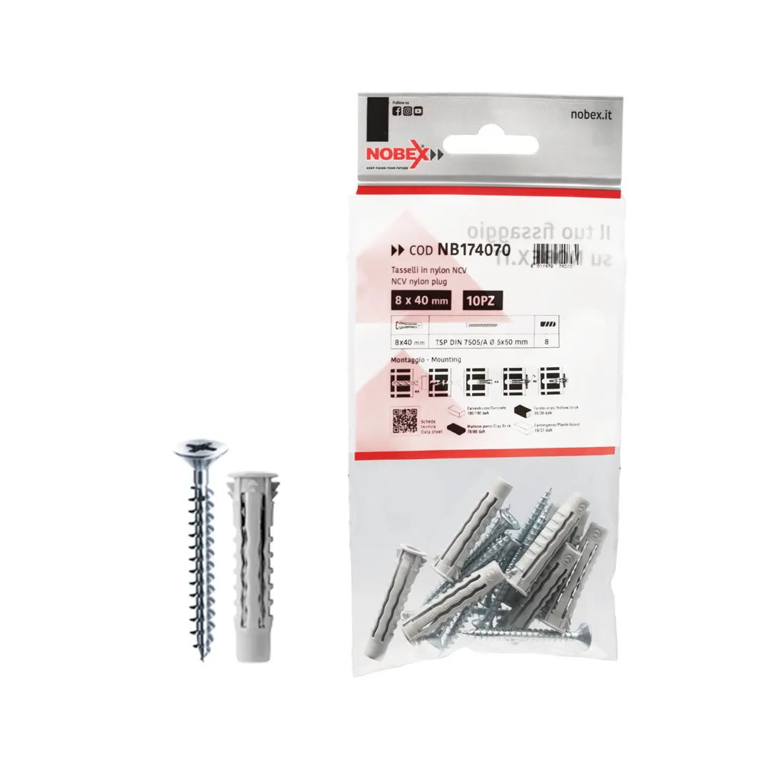 10 Chevilles NC 8×40 avec vis