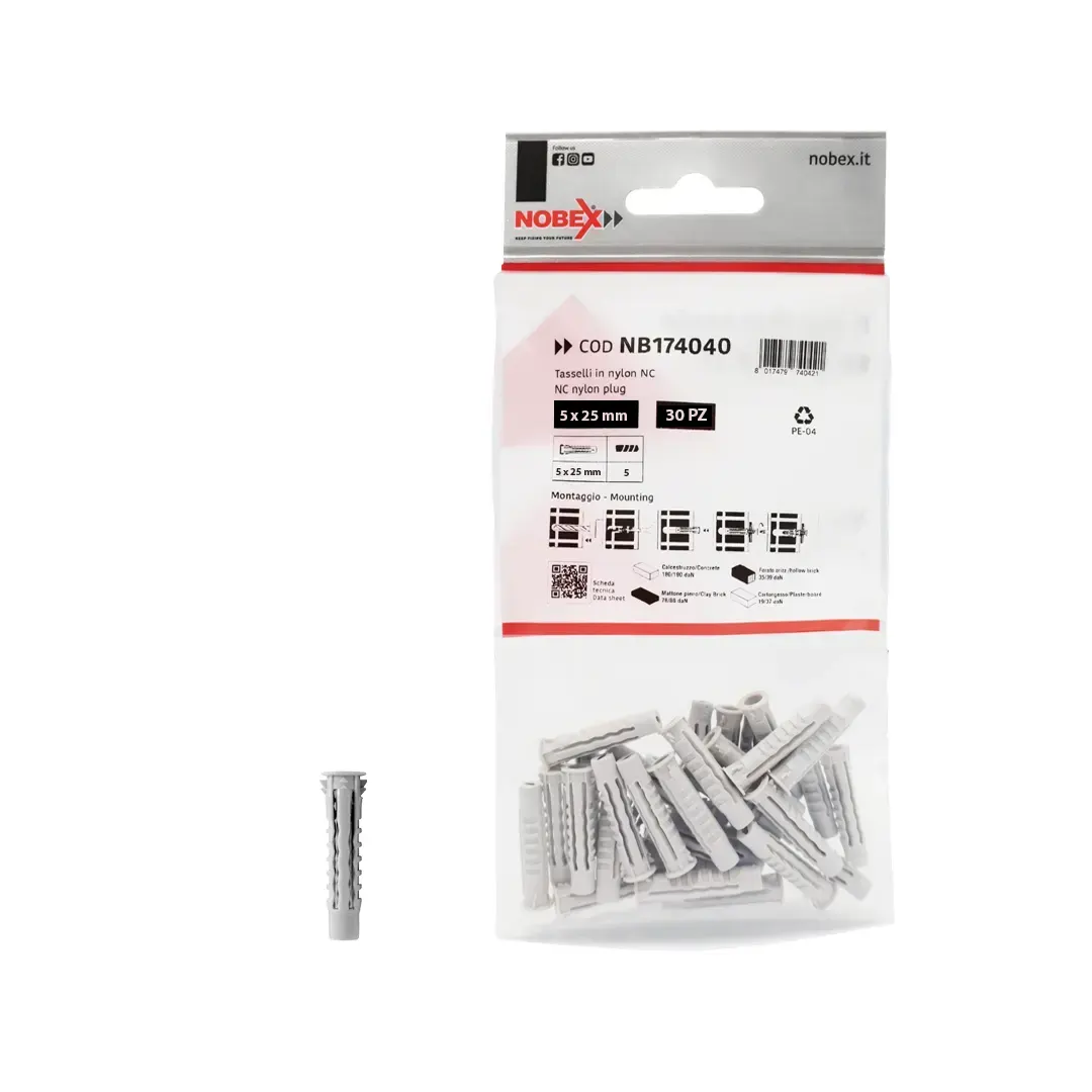 20 chevilles Nobex NC 5×25 avec vis