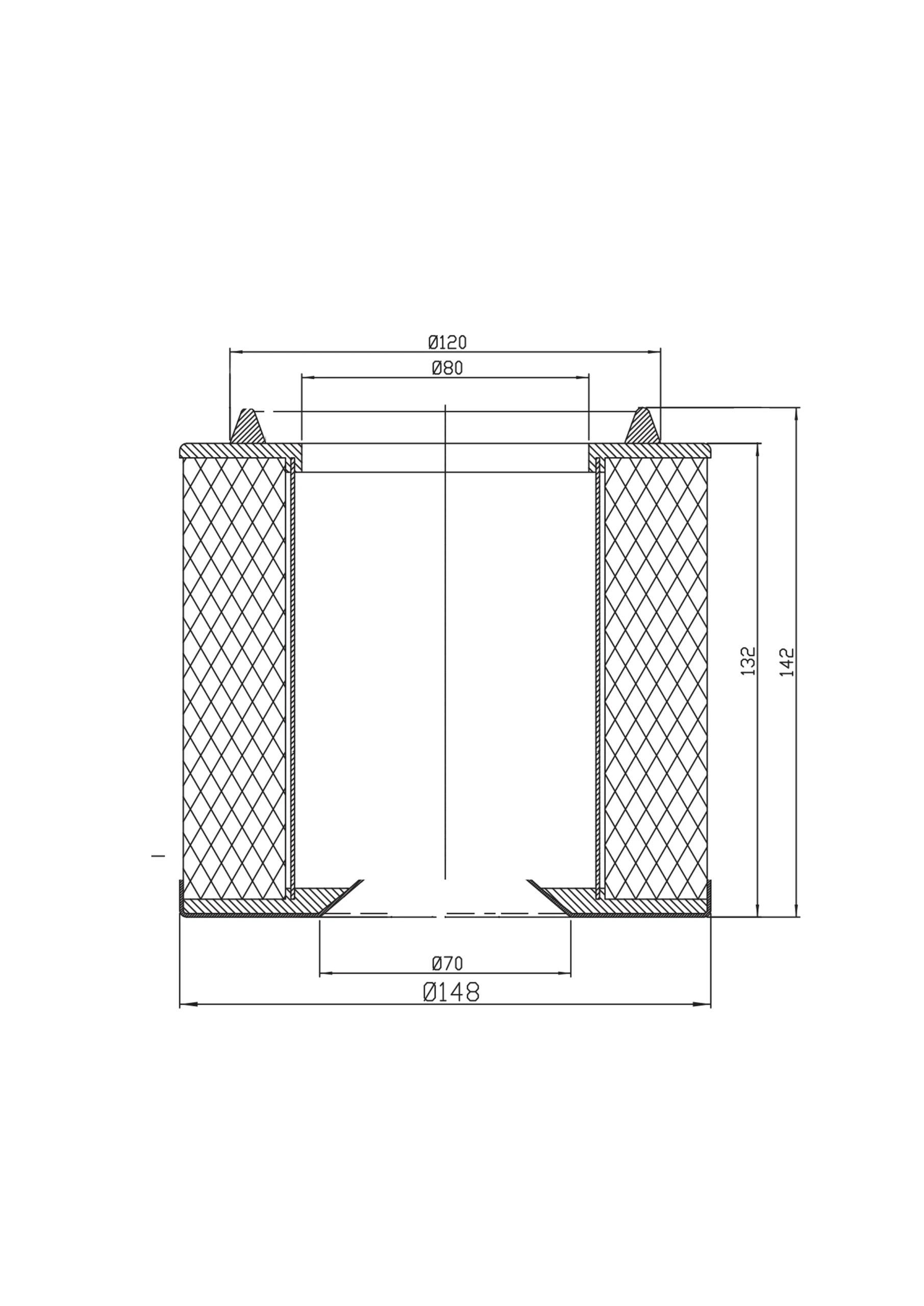 Dessin technique cartouche filtre Sistem Air 1610.6 (SA7)